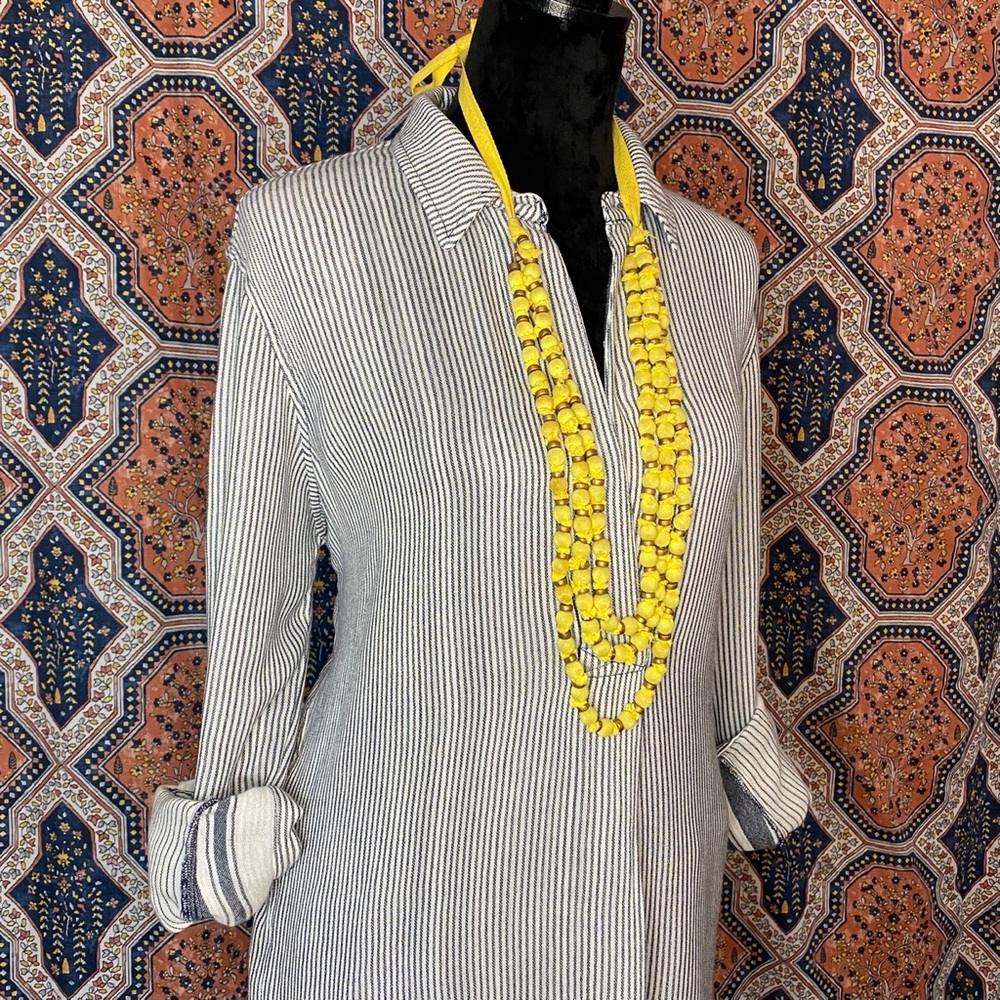 FREE PEOPLE Knit Navy/White Stripe Tunic Top